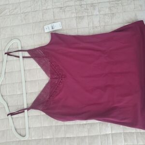 Burgundy Lace Trim Cami Top